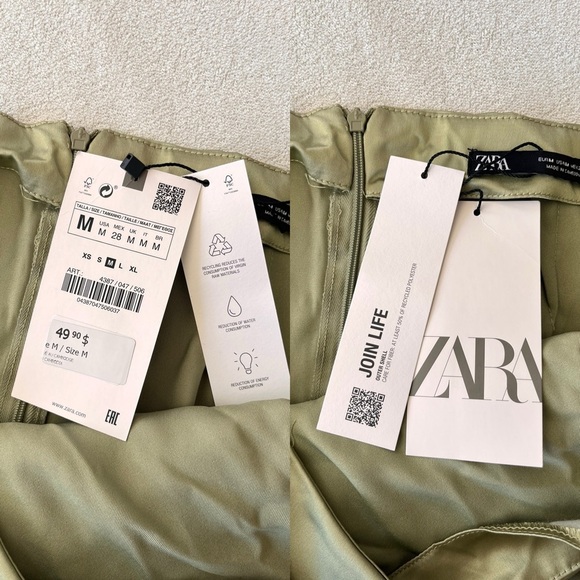 NWT Zara Satin Wrap Tie Waist Skirt M - Picture 11 of 16